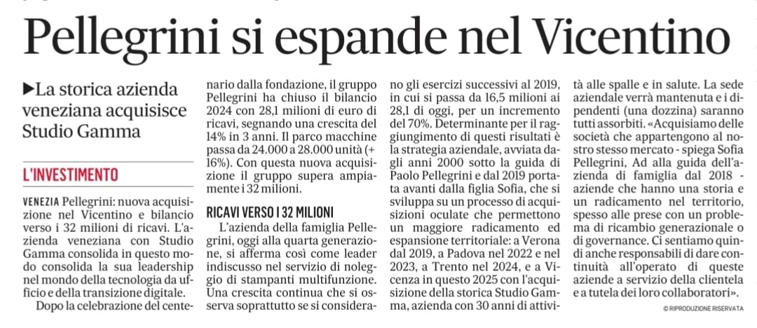 Pellegrini incorpora studio gamma