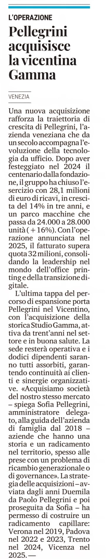 Pellegrini incorpora studio gamma