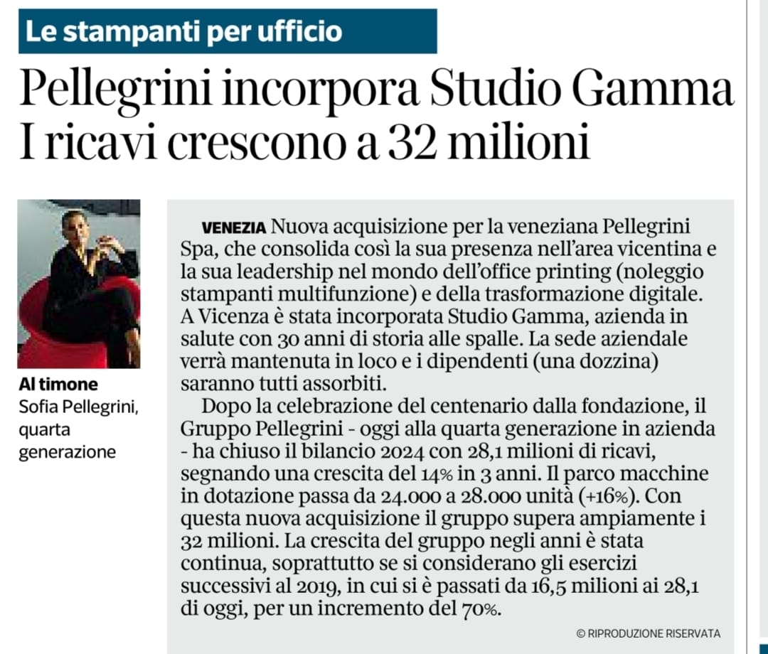 pellegrini incorpora studio Gamma